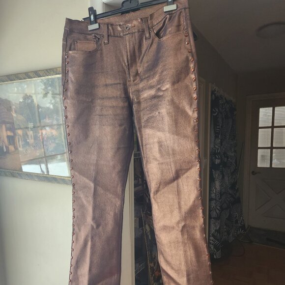 So Funky Gold DG pants with bling down the sides  Cotton blend Sz 12 - Picture 6 of 8